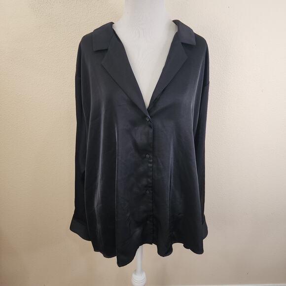 Old Navy Women's Satin Button Down Long Sleeve Blouse Shirt Plus Size 4X - Picture 1 of 6